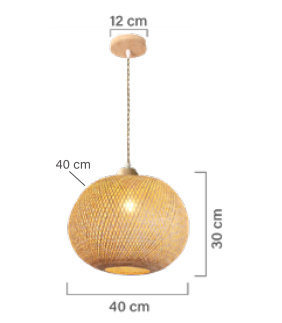 Medidas do Lúminaria Pendente Rattan de Palha Nova Guine Detalhes